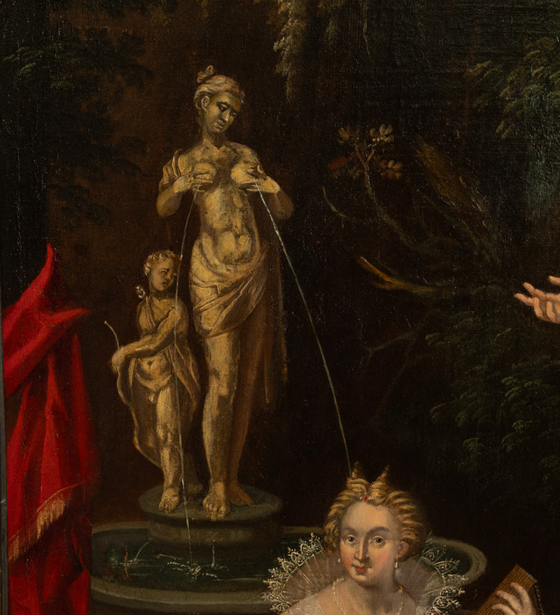 16th Century German Renaissance Allegorical Oil Painting Sexual Health Syphilis by Christoph Schwarz, Circa 1580