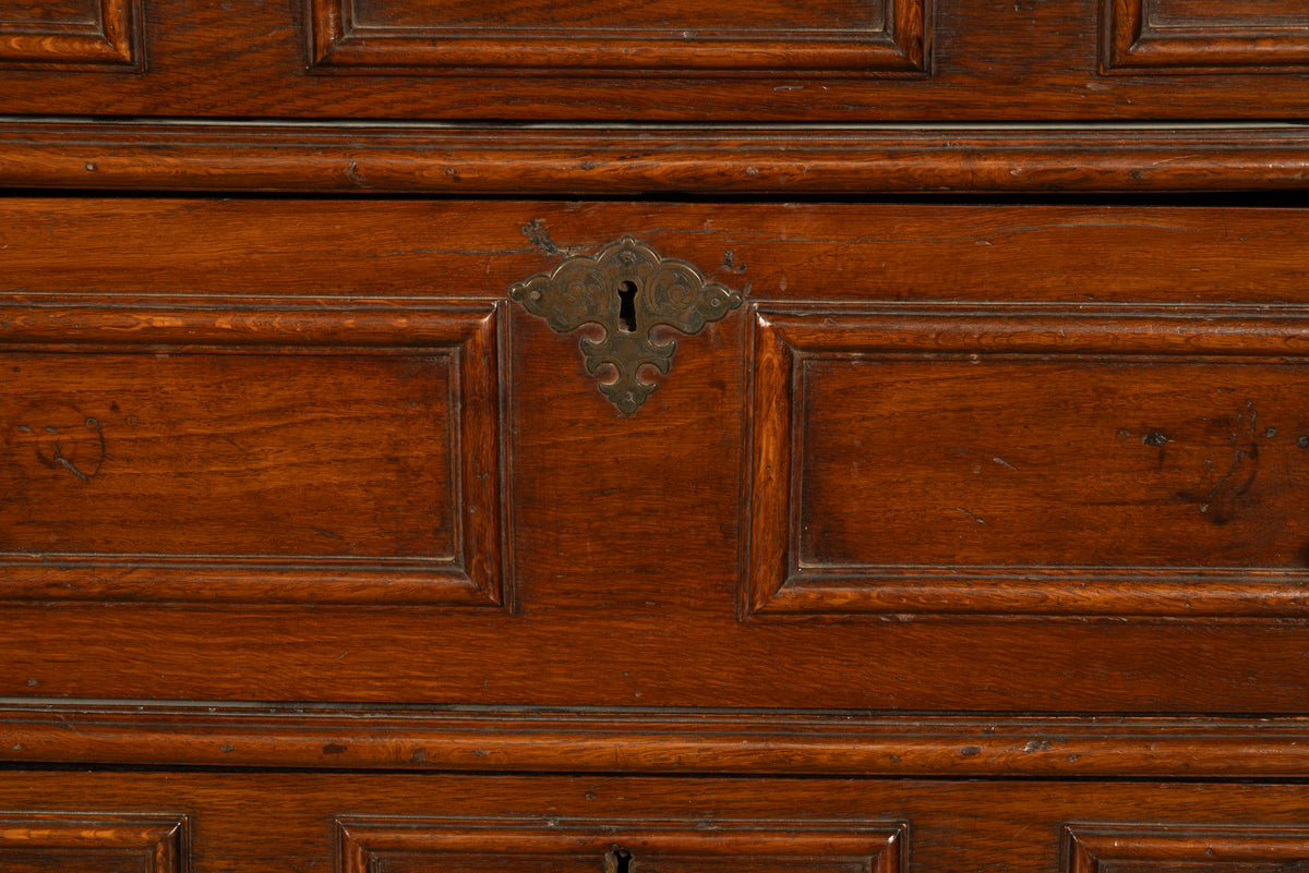 Antique English Country 17th Century Jacobean Charles II Oak Chest Drawers 1680