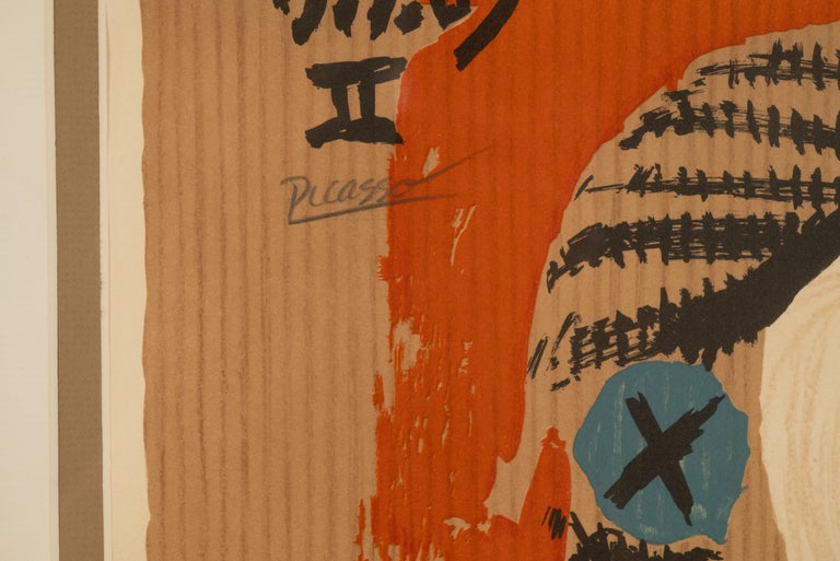 Original Colored Cubist Imaginary Portrait Signed Numbered by Pablo Picasso, 1969 with Marcel Salinas Letter