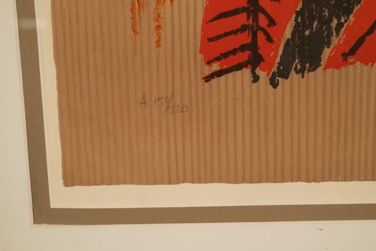 Original Colored Cubist Imaginary Portrait Signed Numbered by Pablo Picasso, 1969 with Marcel Salinas Letter