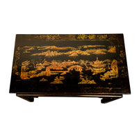 Antique Chinese Qing Dynasty Export Gilt Black Lacquer Table 3 Drawer Desk 1850