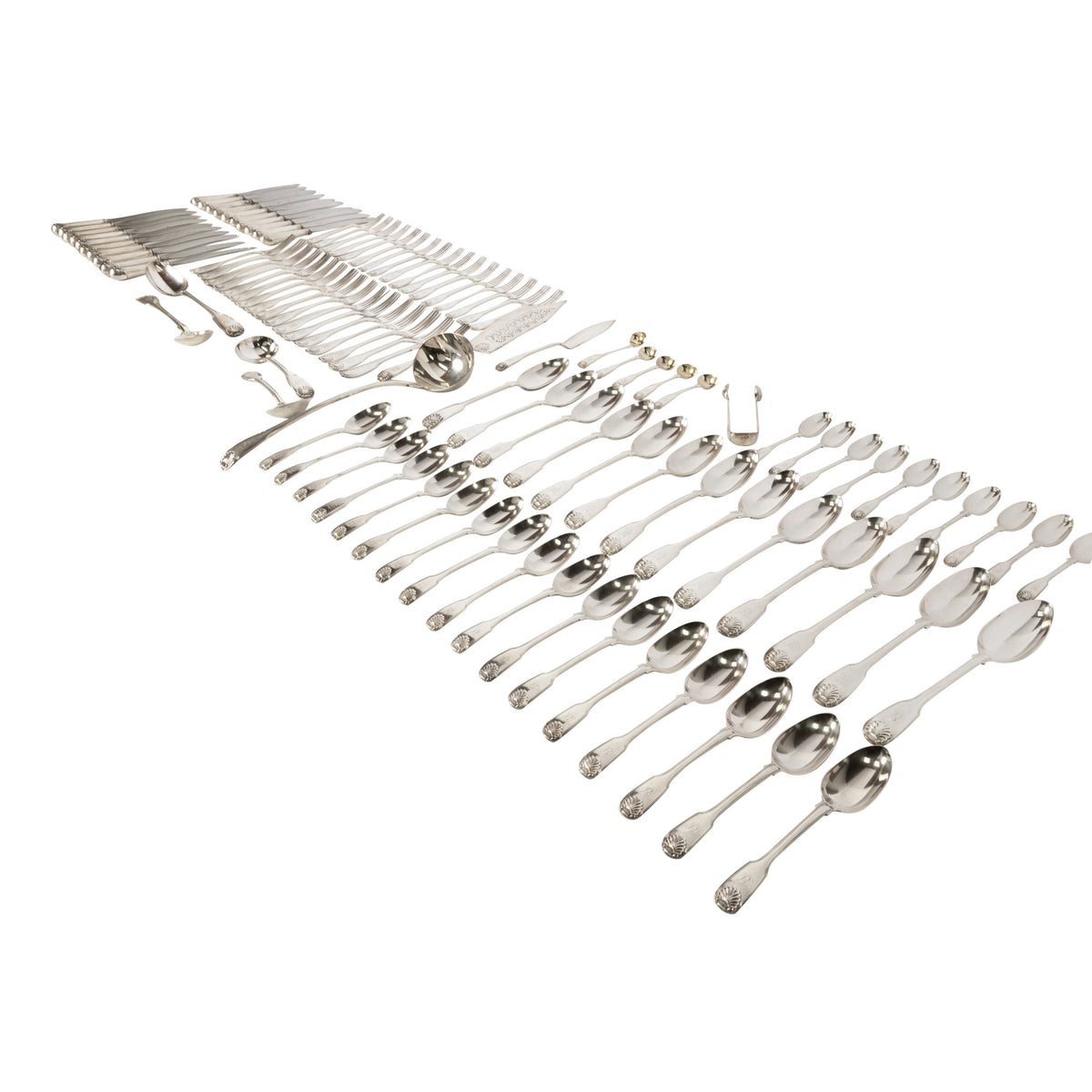 Antique Set Georgian Dining Sterling Silver Cutlery William Tuite Garrard Co London 110 pieces 1788