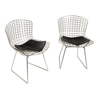 Pair Mid Century Modern Knoll Studio Steel Side Chairs & Pads Harry Bertoia 1970
