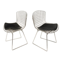 Pair Mid Century Modern Knoll Studio Steel Side Chairs & Pads Harry Bertoia 1970