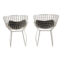 Pair Mid Century Modern Knoll Studio Steel Side Chairs & Pads Harry Bertoia 1970