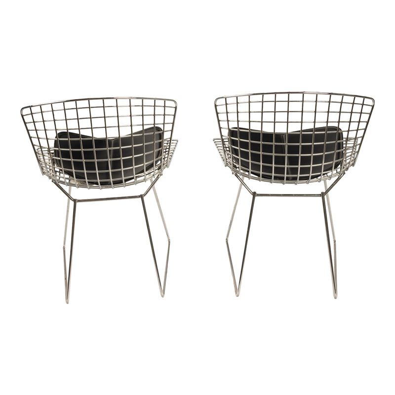 Pair Mid Century Modern Knoll Studio Steel Side Chairs & Pads Harry Bertoia 1970