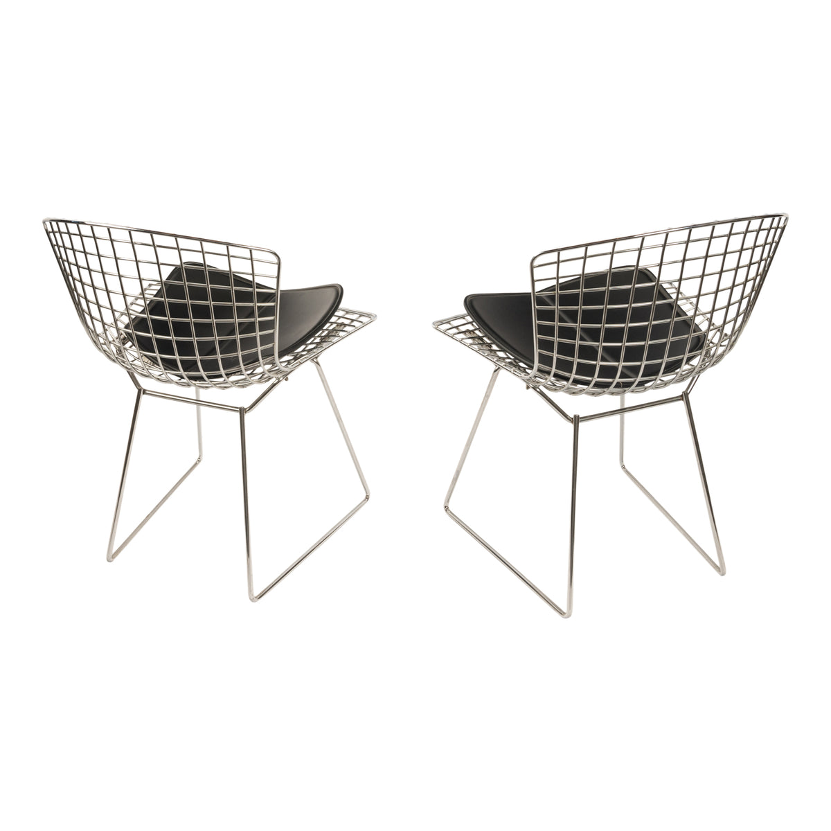 Pair Mid Century Modern Knoll Studio Steel Side Chairs & Pads Harry Bertoia 1970