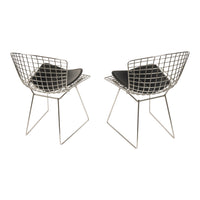 Pair Mid Century Modern Knoll Studio Steel Side Chairs & Pads Harry Bertoia 1970