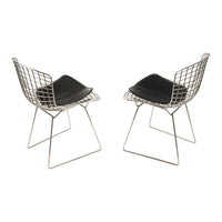 Pair Mid Century Modern Knoll Studio Steel Side Chairs & Pads Harry Bertoia 1970