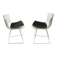 Pair Mid Century Modern Knoll Studio Steel Side Chairs & Pads Harry Bertoia 1970