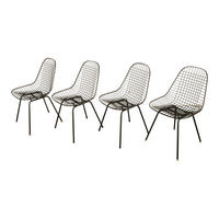 Set of Four Mid Century Modern Eames DKX Black Powder-Coated Wire Chairs, 1954