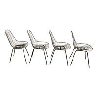 Set of Four Mid Century Modern Eames DKX Black Powder-Coated Wire Chairs, 1954