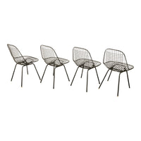 Set of Four Mid Century Modern Eames DKX Black Powder-Coated Wire Chairs, 1954