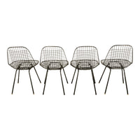 Set of Four Mid Century Modern Eames DKX Black Powder-Coated Wire Chairs, 1954