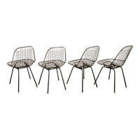 Set of Four Mid Century Modern Eames DKX Black Powder-Coated Wire Chairs, 1954