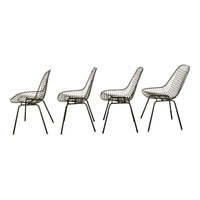 Set of Four Mid Century Modern Eames DKX Black Powder-Coated Wire Chairs, 1954
