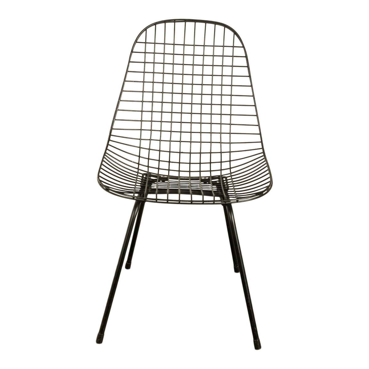 Set of Four Mid Century Modern Eames DKX Black Powder-Coated Wire Chairs, 1954