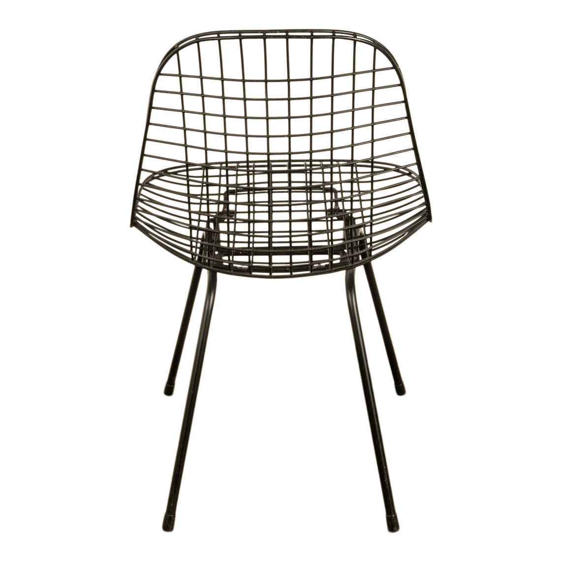 Set of Four Mid Century Modern Eames DKX Black Powder-Coated Wire Chairs, 1954