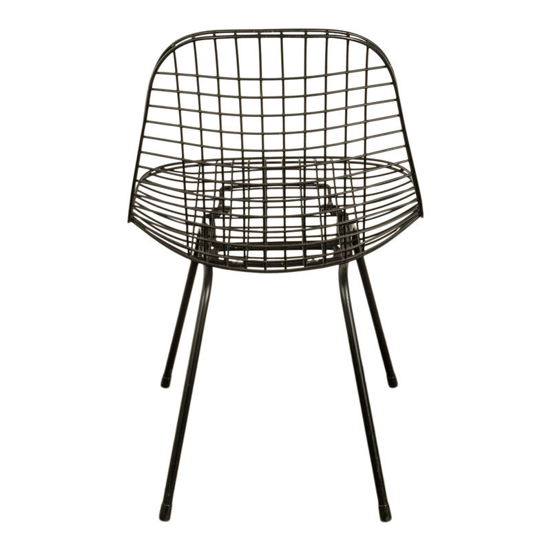 Set of Four Mid Century Modern Eames DKX Black Powder-Coated Wire Chairs, 1954