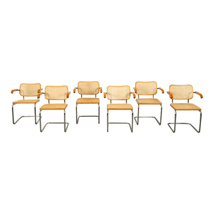 Set Six Marcel Breuer Mid Century Modern Cesca Chairs Knoll International 1973