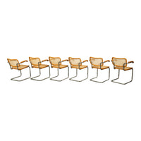 Set Six Marcel Breuer Mid Century Modern Cesca Chairs Knoll International 1973