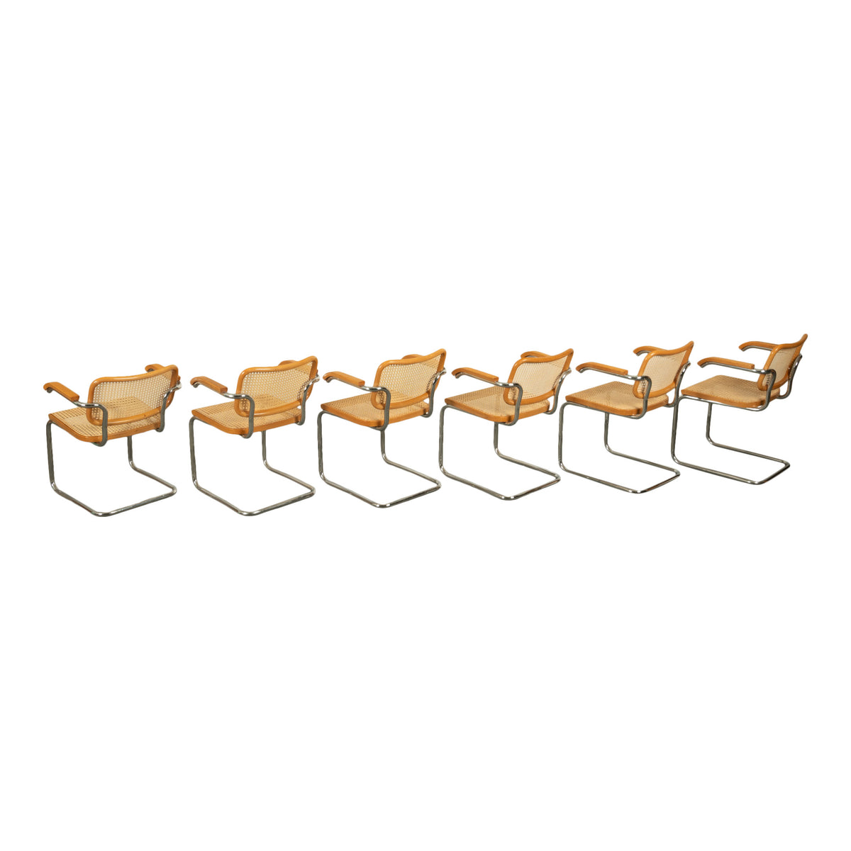 Set Six Marcel Breuer Mid Century Modern Cesca Chairs Knoll International 1973