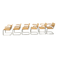 Set Six Marcel Breuer Mid Century Modern Cesca Chairs Knoll International 1973