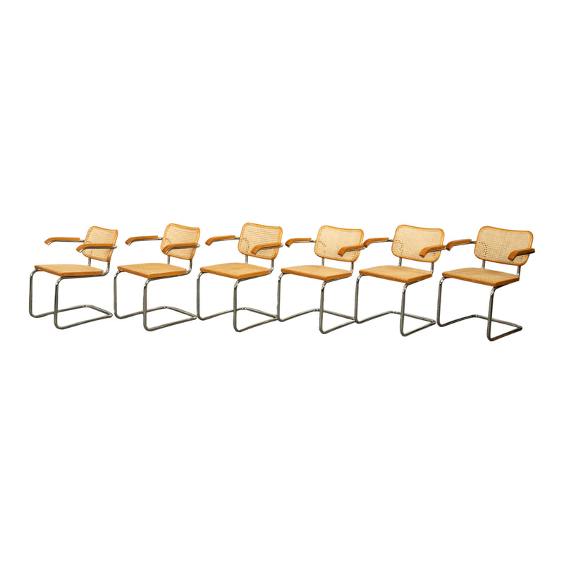 Set Six Marcel Breuer Mid Century Modern Cesca Chairs Knoll International 1973