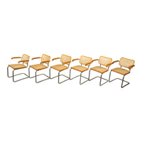 Set Six Marcel Breuer Mid Century Modern Cesca Chairs Knoll International 1973