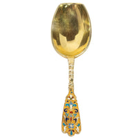 Antique Imperial Russian Silver Gilt Cloisonne Tea Caddy Spoon Moscow 1880