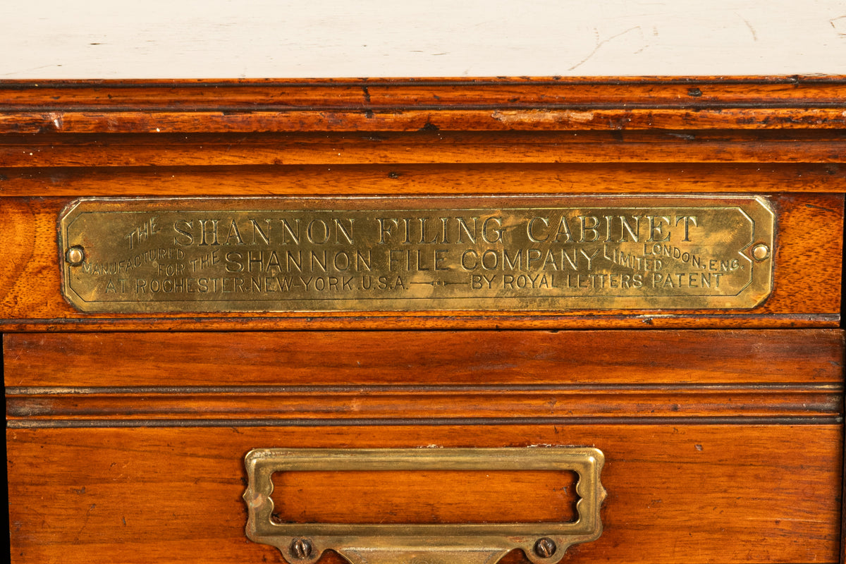 Antique Edwardian Walnut Six Drawer Shannon Filing Cabinet Co New York 1910