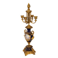 Antique French Ormolu & Sevres Porcelain 3 Piece Clock Candelabra Garniture 1870