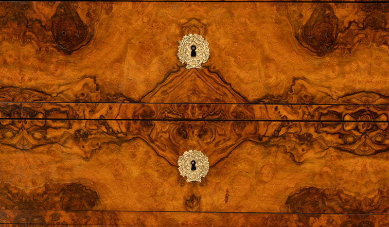 Antique French Walnut & Marble Louis-Philippe Walnut Commode Chest Drawers 1840