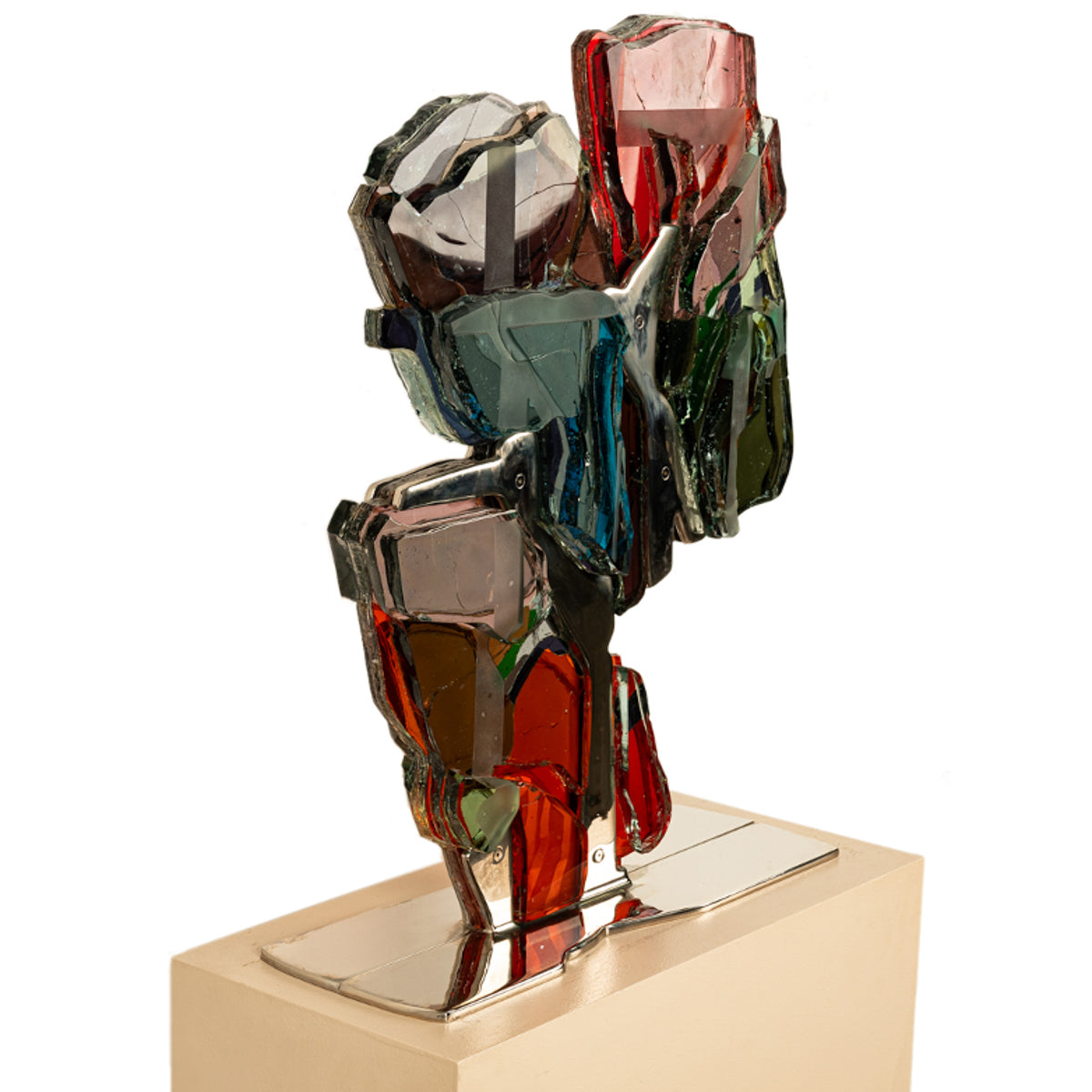 Pacific Northwest Oregon Abstract Modernist Laminated Glass Nickel Sculpture by Frederick Heidel