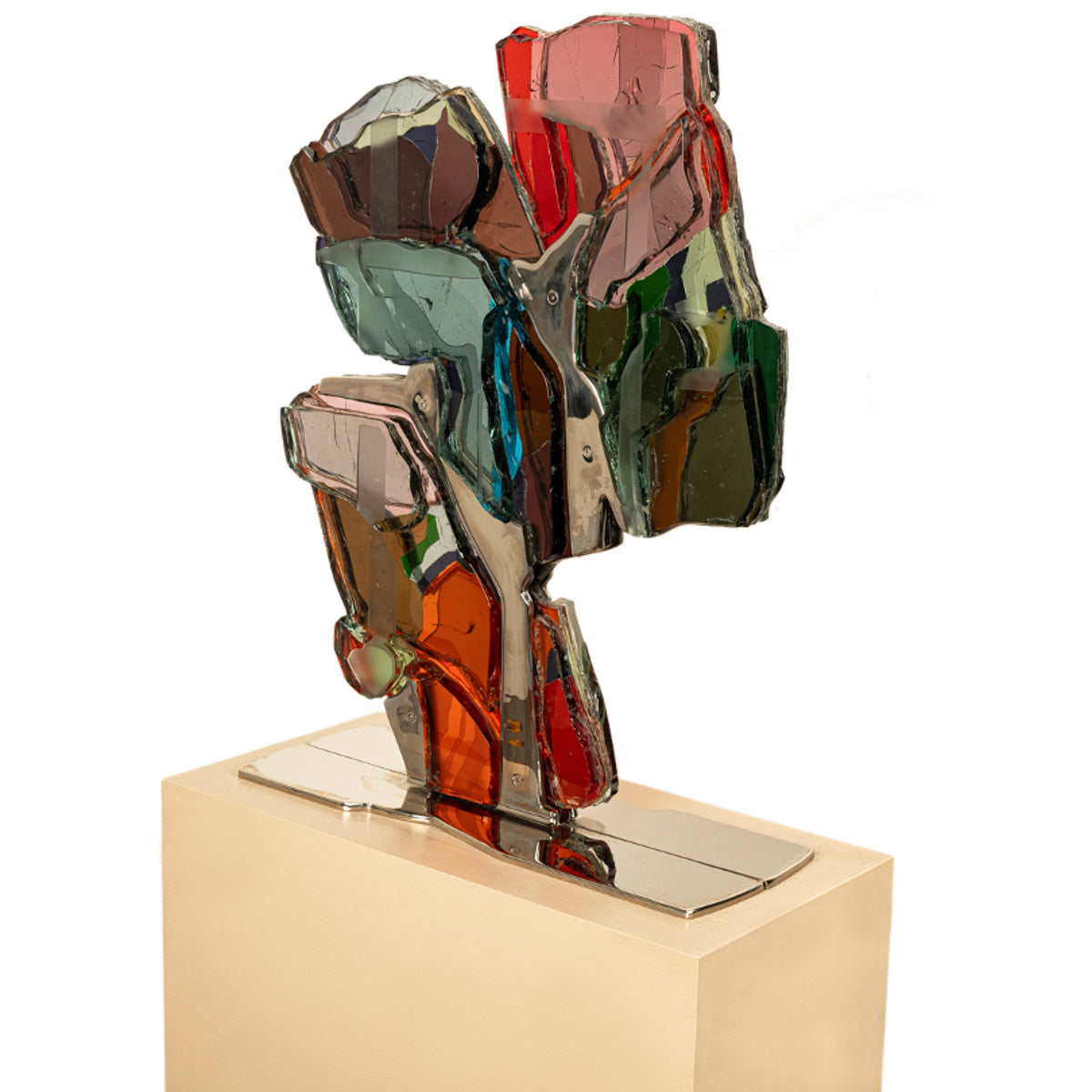 Pacific Northwest Oregon Abstract Modernist Laminated Glass Nickel Sculpture by Frederick Heidel