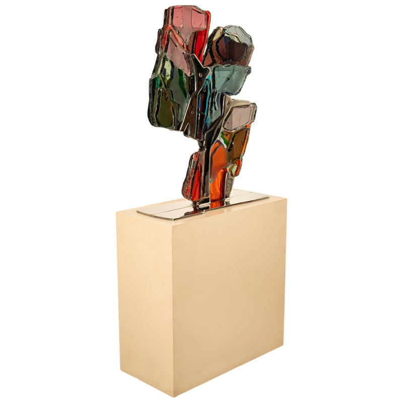 Pacific Northwest Oregon Abstract Modernist Laminated Glass Nickel Sculpture by Frederick Heidel