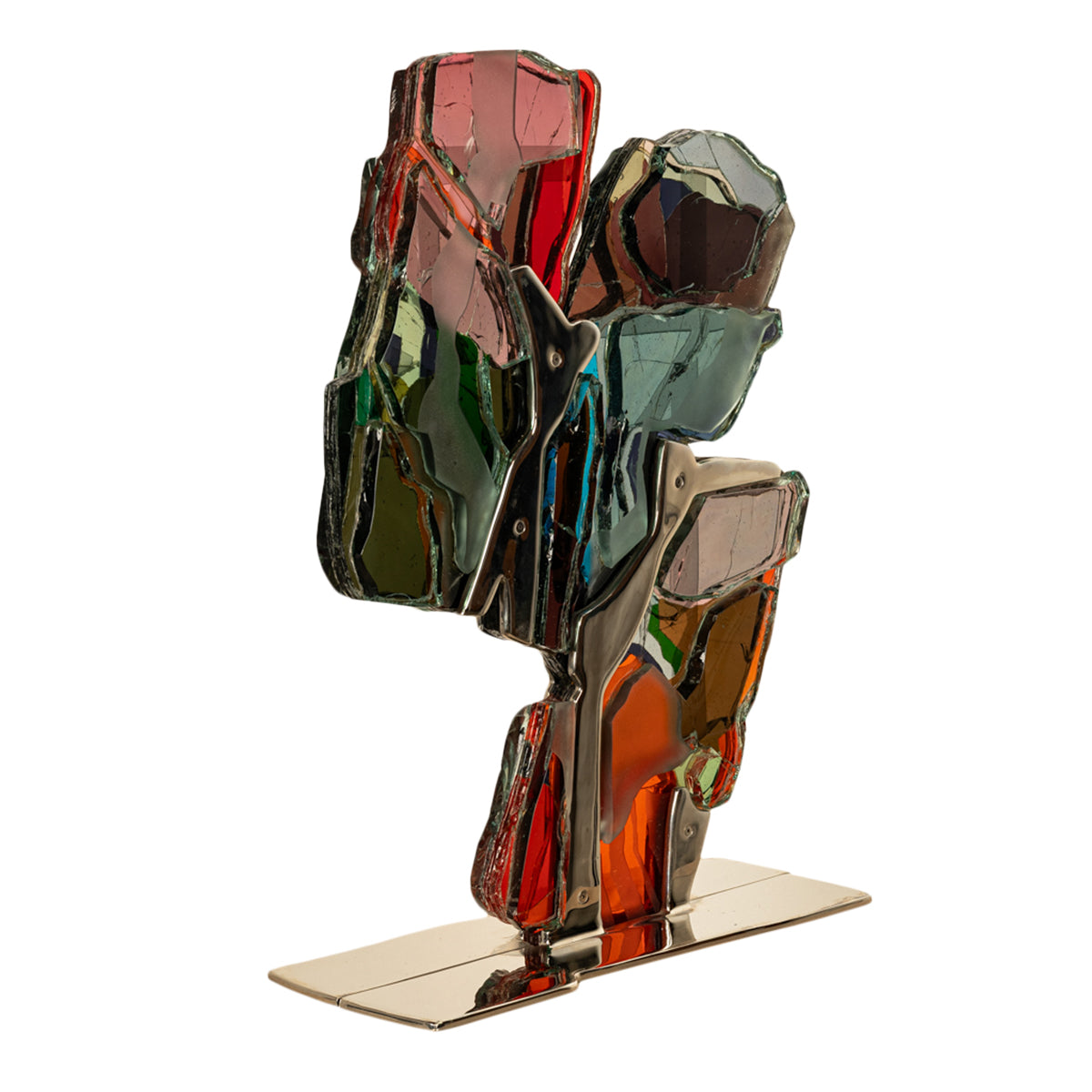 Pacific Northwest Oregon Abstract Modernist Laminated Glass Nickel Sculpture by Frederick Heidel