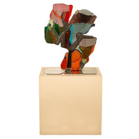 Pacific Northwest Oregon Abstract Modernist Laminated Glass Nickel Sculpture by Frederick Heidel