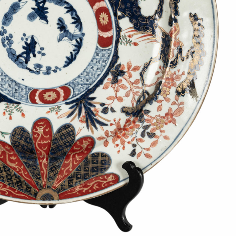Monumental Antique Japanese Meiji Period Imari Porcelain Charger Plate 1880