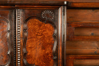 Antique French Provincial Normandy Carved Walnut Dresser Buffet Vaissilier 1790