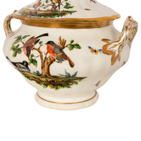 Antique 19th Century German KPM Porcelain Lidded Bowl Tureen Birds Butterflies