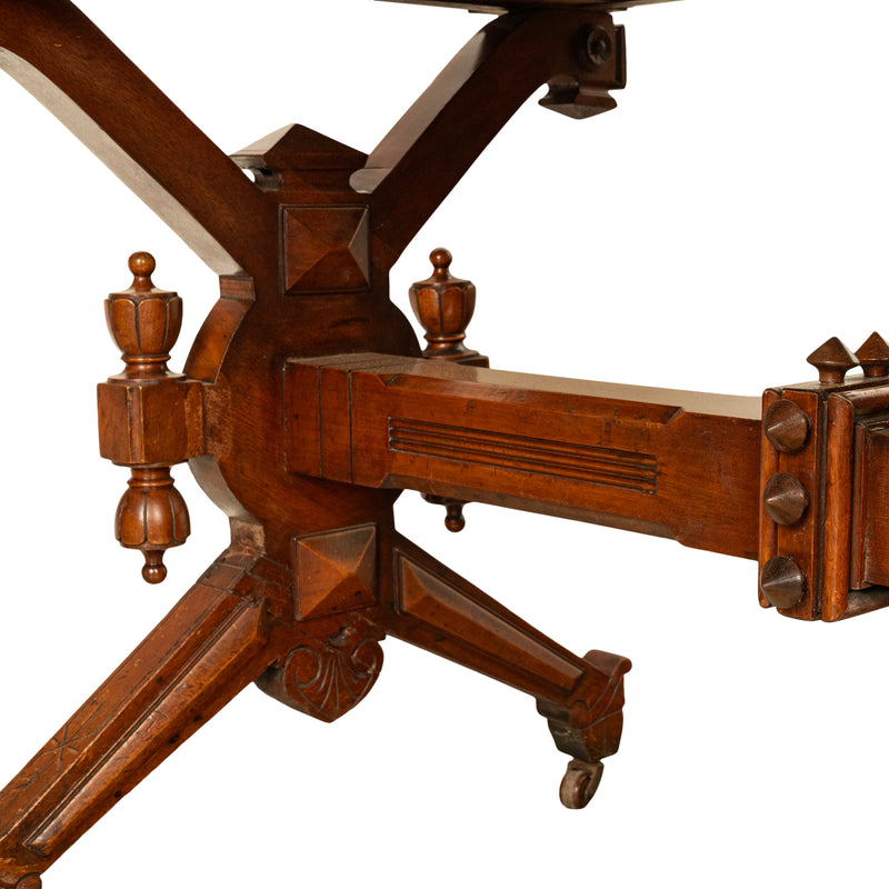 Antique American Walnut Renaissance Revival Aesthetic Movement Desk Table 1875