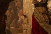 Pair French Franco-Prussian Historical Military War Propaganda Oil Paintings by Charles Louis Muller, 1870