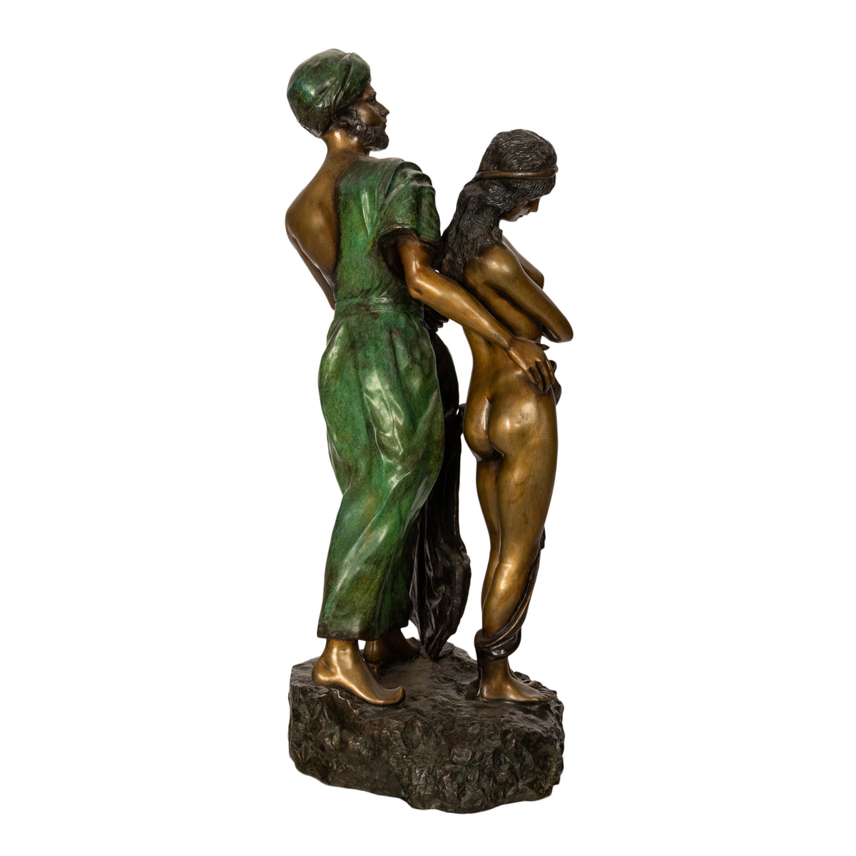 Franz Bergmann Orientalist Arab Slave Nude Group Cold Painted Bronze Signed 1910