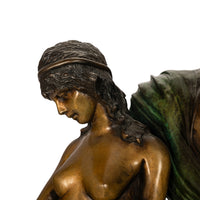 Franz Bergmann Orientalist Arab Slave Nude Group Cold Painted Bronze Signed 1910