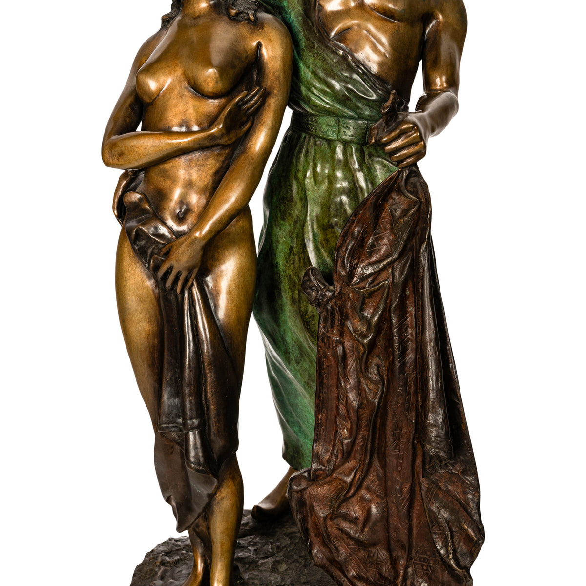 Franz Bergmann Orientalist Arab Slave Nude Group Cold Painted Bronze Signed 1910