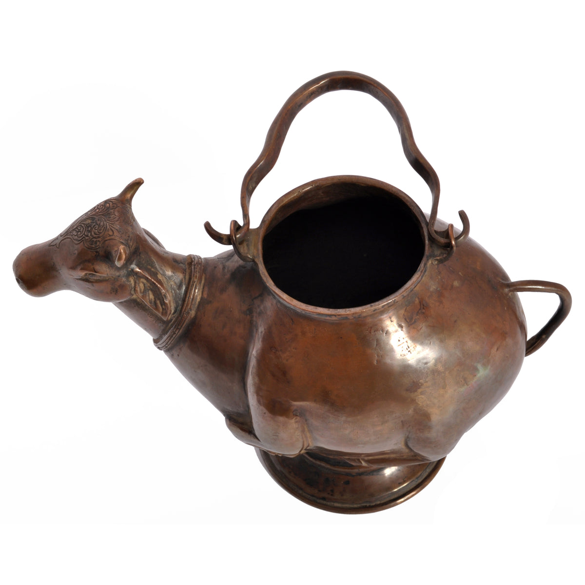 Antique 19th Century Indian Hindu Copper Sacred Nandi Bull Water Vessel 1800