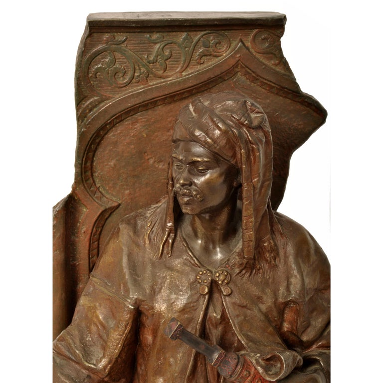 Antique French 19th Century Orientalist Arab Man Bronze Figure Sculpture Statue by Eugene Blot &  Anatole-Jean-Guillot 1880