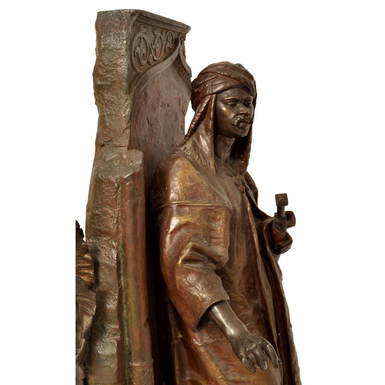 Antique French 19th Century Orientalist Arab Man Bronze Figure Sculpture Statue by Eugene Blot &  Anatole-Jean-Guillot 1880