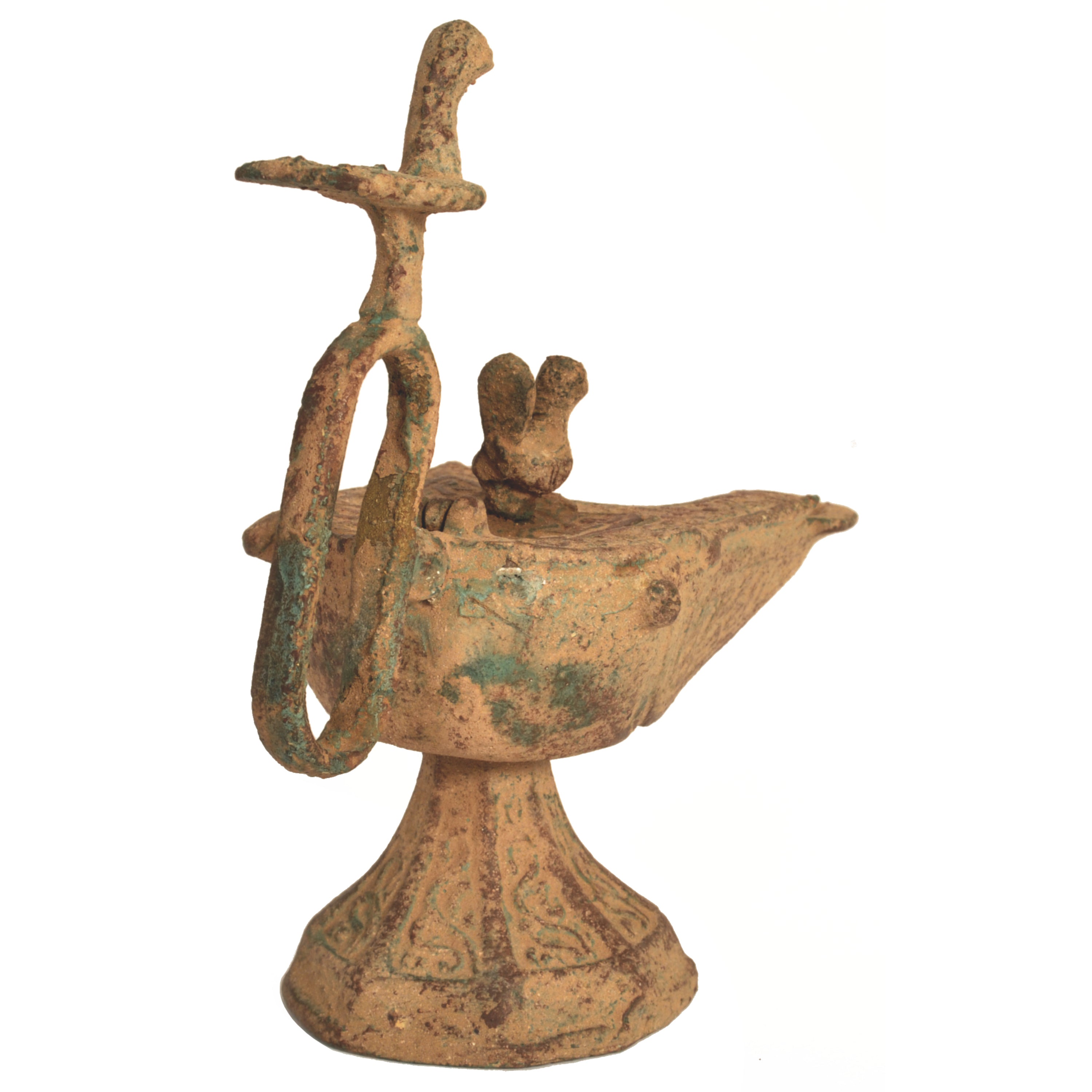 古銅 石草花 水滴 文房四宝(K-YC534) Ancient Persian Khurasan Islamic Engraved Calligraphy Bronze Oil